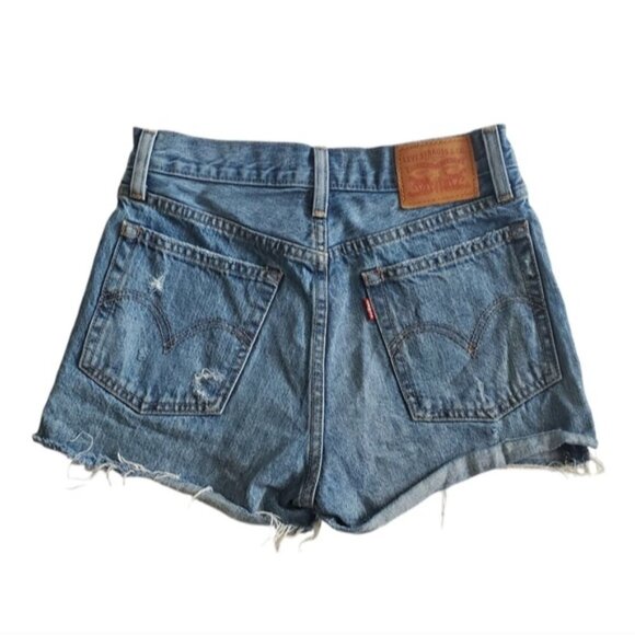 Levi's Distressed Blue Wedgie Short Size 27 - Picture 2 of 10